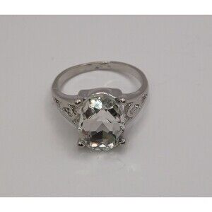 Women's Clear Crystal Alloy Silver Plated Stainless Steel Ring U.S Size 9.5